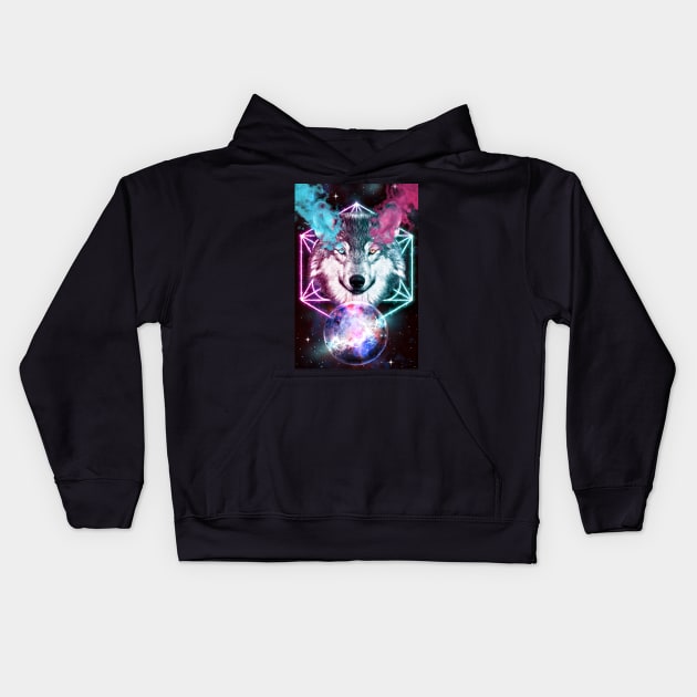 Cosmic wolf Kids Hoodie by Cool-Ero